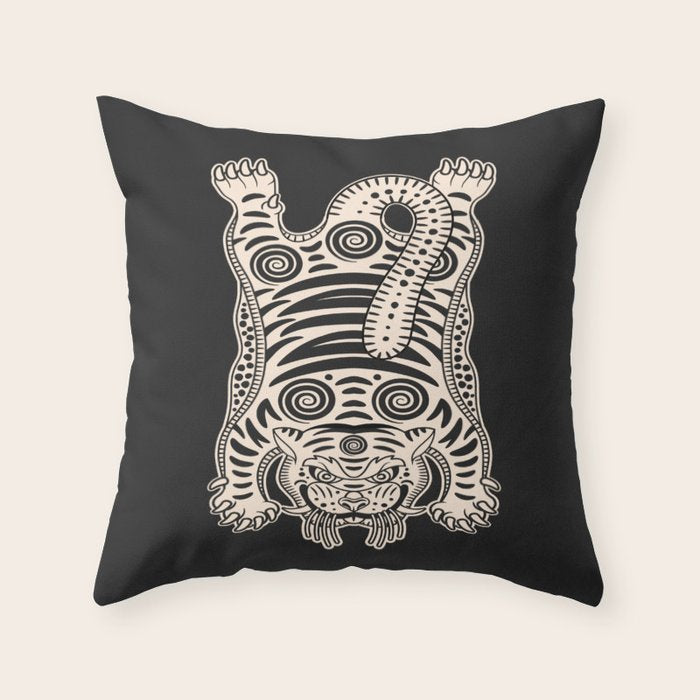 King Of The Jungle 04: Black & White Tiger Edition Throw Pillow Gallery Image 1