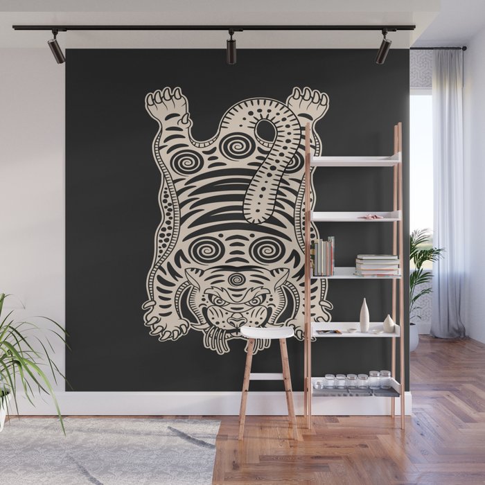 King Of The Jungle 04: Black & White Tiger Edition Wall Mural Gallery Image 1