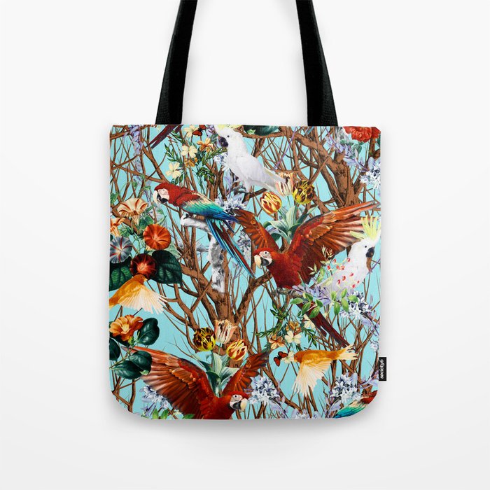 Floral and Birds XXX Tote Bag Gallery Image 1
