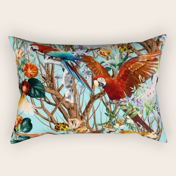 Floral and Birds XXX Rectangular Pillow Gallery Image 2