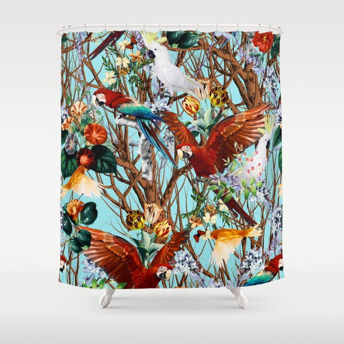 Floral and Birds XXX Shower Curtain Gallery Image 1