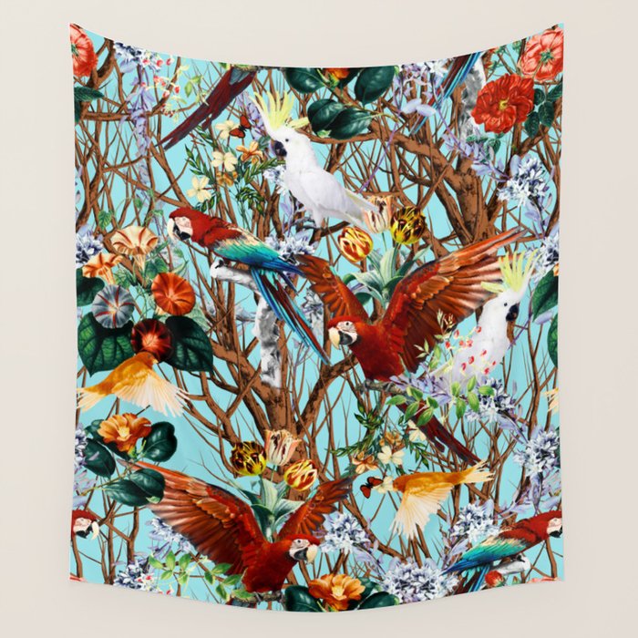 Floral and Birds XXX Wall Tapestry Gallery Image 1