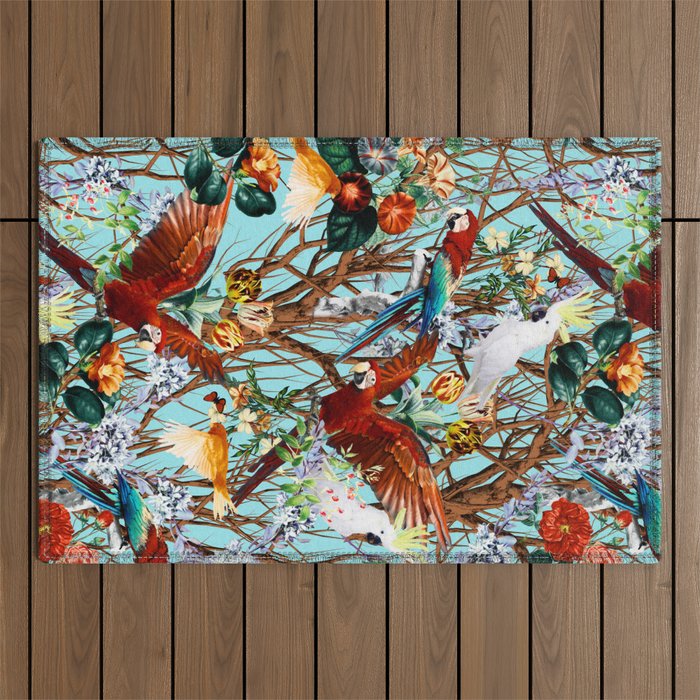 Floral and Birds XXX Outdoor Rug Gallery Image 1