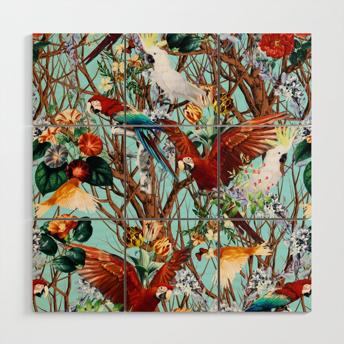 Floral and Birds XXX Wood Wall Art Gallery Image 1