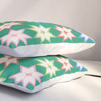 Festive Geometric Star Pattern on Green Pillow Sham Gallery Image 3