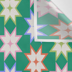 Festive Geometric Star Pattern on Green Wall Tapestry Gallery Image 3