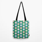 Festive Geometric Star Pattern on Green Tote Bag Gallery Image 2