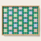 Festive Geometric Star Pattern on Green Serving Tray Gallery Image 1