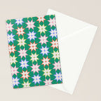 Festive Geometric Star Pattern on Green Stationery Card Gallery Image 2