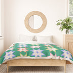 Festive Geometric Star Pattern on Green Duvet Cover Gallery Image 3