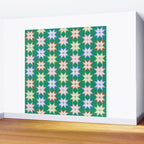 Festive Geometric Star Pattern on Green Wall Mural Gallery Image 2