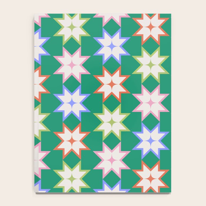 Festive Geometric Star Pattern on Green Notebook Gallery Image 4