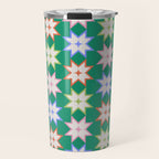 Festive Geometric Star Pattern on Green Travel Mug Gallery Image 1