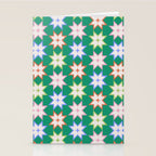 Festive Geometric Star Pattern on Green Stationery Card Gallery Image 2