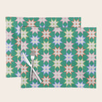 Festive Geometric Star Pattern on Green Placemat Gallery Image 1