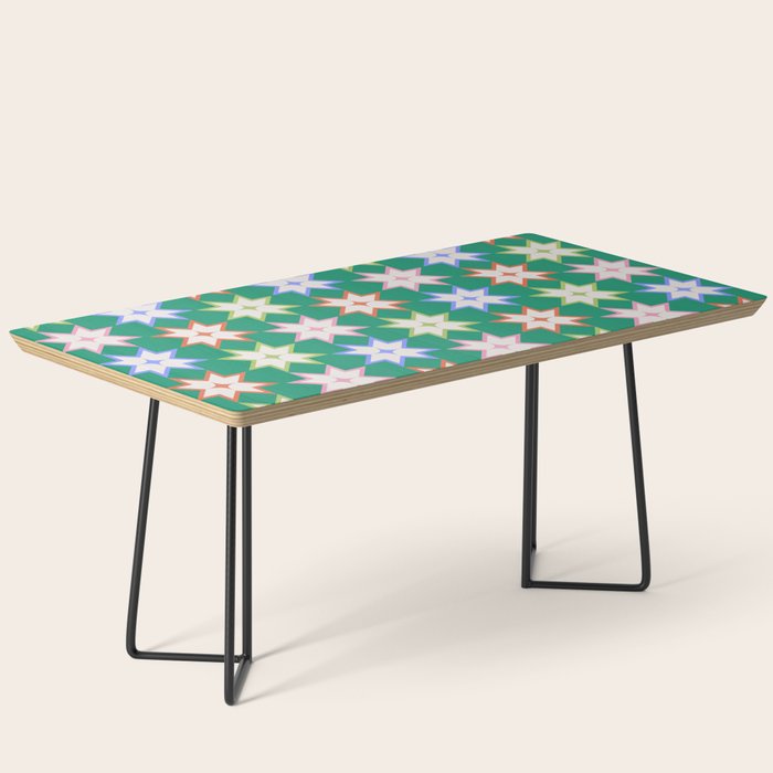 Festive Geometric Star Pattern on Green Coffee Table Gallery Image 1