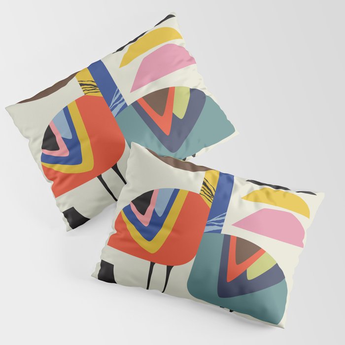 Mid century Pelicans Pillow Sham Gallery Image 1