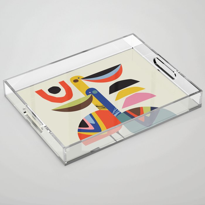 Mid century Pelicans Acrylic Tray Gallery Image 1
