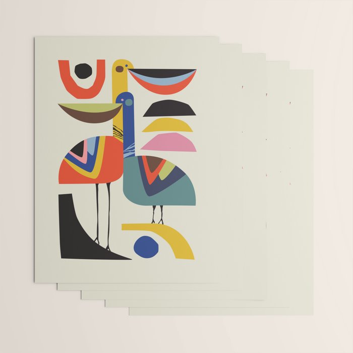 Mid century Pelicans Wrapping Paper Gallery Image 3