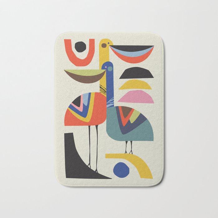Mid century Pelicans Bath Mat Gallery Image 1