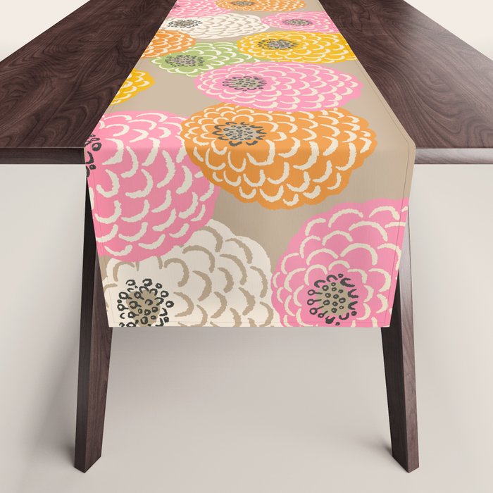 Bloom Wildly - Colorful Zinnia Flowers and Butterfly Table Runner Gallery Image 1