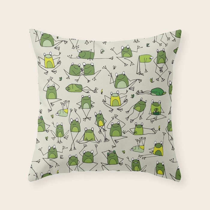 Funny Frogs Throw Pillow Gallery Image 1