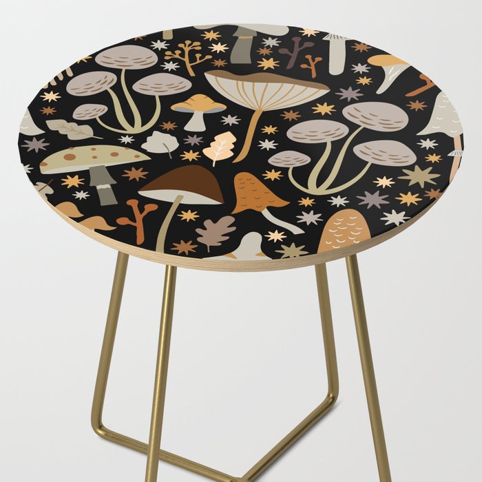 Forest Floor, Mushroom Art on Black Side Table Gallery Image 2