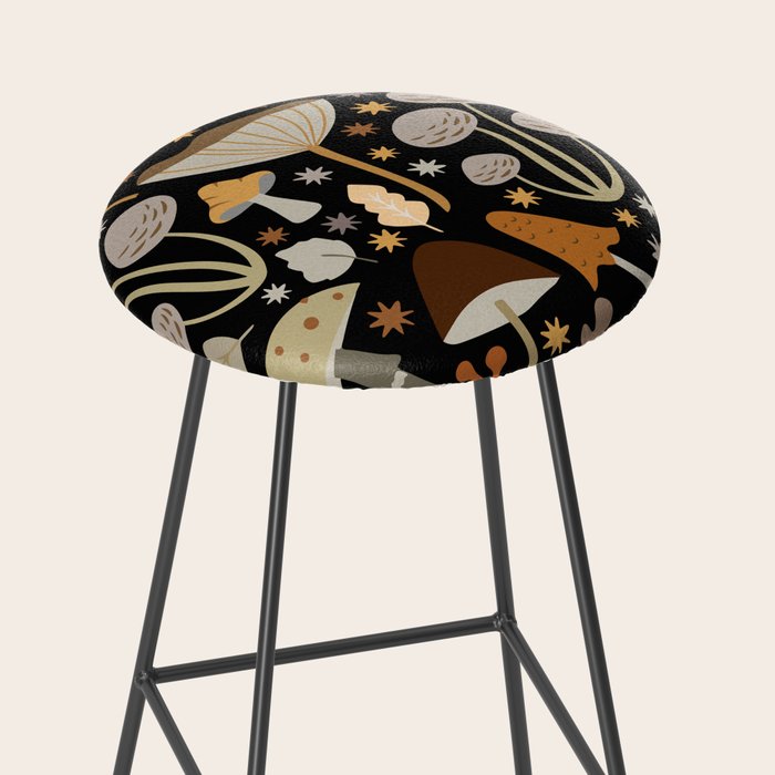 Forest Floor, Mushroom Art on Black Stool Gallery Image 2