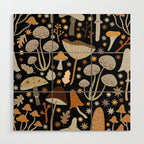 Forest Floor, Mushroom Art on Black Wood Wall Art Gallery Image 1