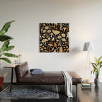 Forest Floor, Mushroom Art on Black Wood Wall Art Gallery Image 2