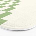 Checkerboard Half Diagonal Check Pattern in Light Sage Green and Cream Bath Mat Gallery Image 3