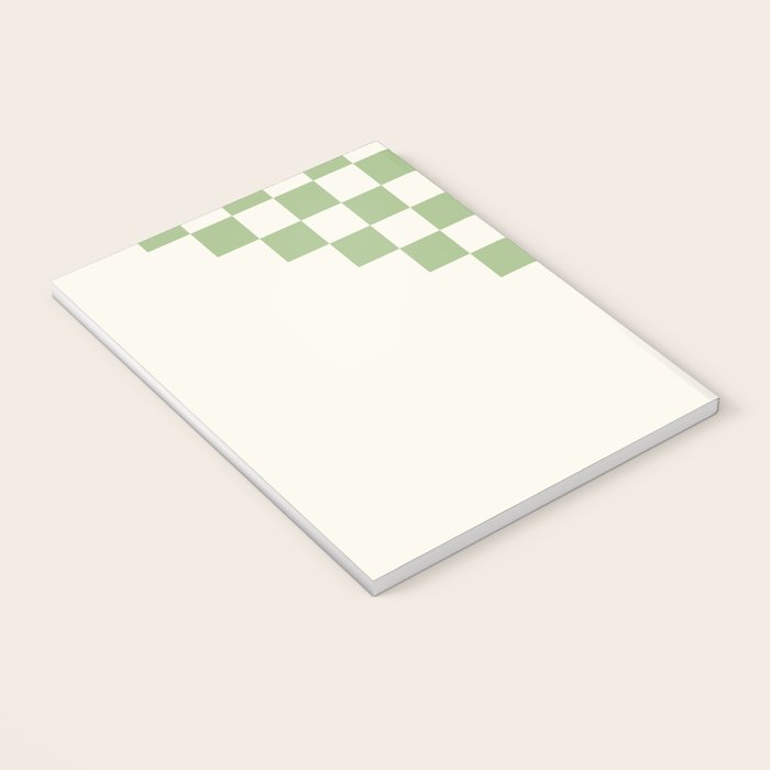 Checkerboard Half Diagonal Check Pattern in Light Sage Green and Cream Notebook Gallery Image 3