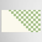 Checkerboard Half Diagonal Check Pattern in Light Sage Green and Cream Tablecloth Gallery Image 2