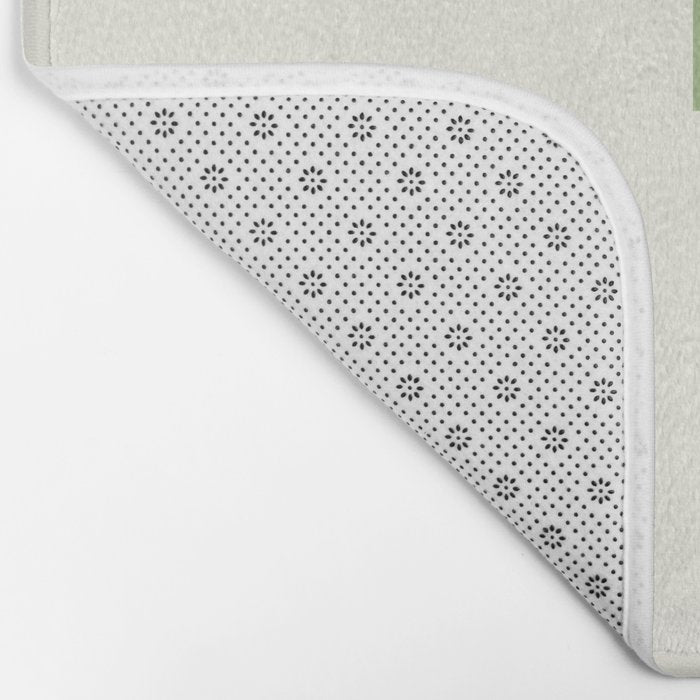 Checkerboard Half Diagonal Check Pattern in Light Sage Green and Cream Bath Mat Gallery Image 2