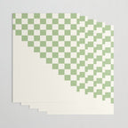 Checkerboard Half Diagonal Check Pattern in Light Sage Green and Cream Wrapping Paper Gallery Image 3