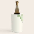 Checkerboard Half Diagonal Check Pattern in Light Sage Green and Cream Wine Chiller Gallery Image 2