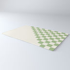 Checkerboard Half Diagonal Check Pattern in Light Sage Green and Cream Rug Gallery Image 3