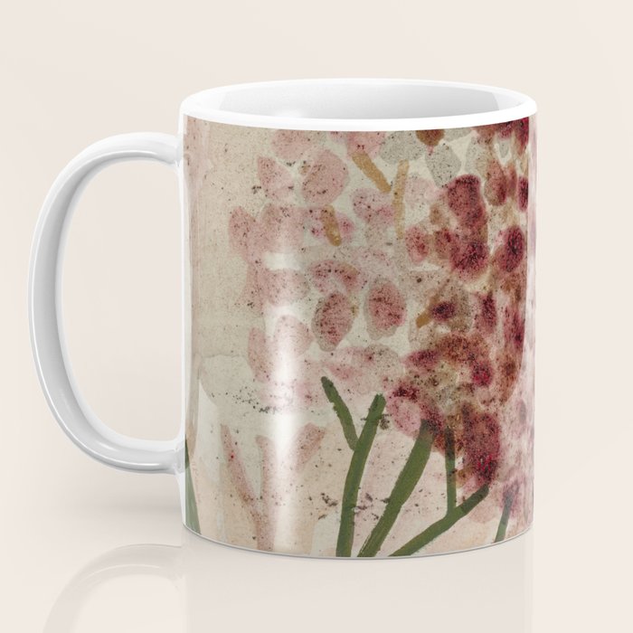 Garden Lilac Flower Painting in Purple & Peach Coffee Mug Gallery Image 3