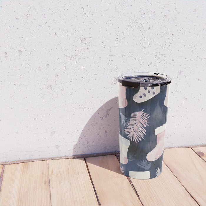 Pink Blue Winter Christmas Holiday Stockings Watercolor Illustration Travel Mug Gallery Image 4