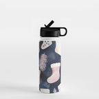 Pink Blue Winter Christmas Holiday Stockings Watercolor Illustration Water Bottle Gallery Image 1