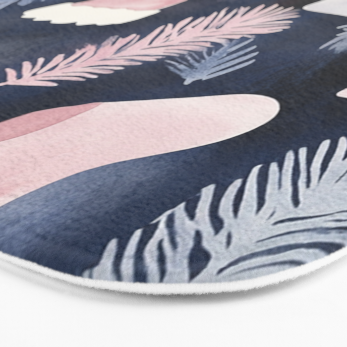Pink Blue Winter Christmas Holiday Stockings Watercolor Illustration Bath Mat Gallery Image 3
