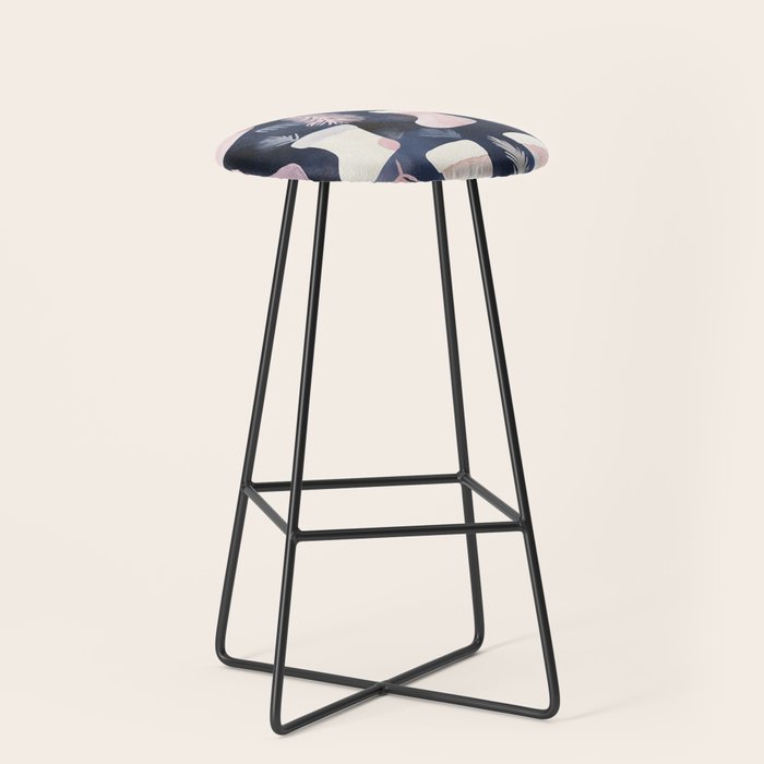 Pink Blue Winter Christmas Holiday Stockings Watercolor Illustration Stool Gallery Image 1