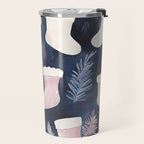 Pink Blue Winter Christmas Holiday Stockings Watercolor Illustration Travel Mug Gallery Image 2