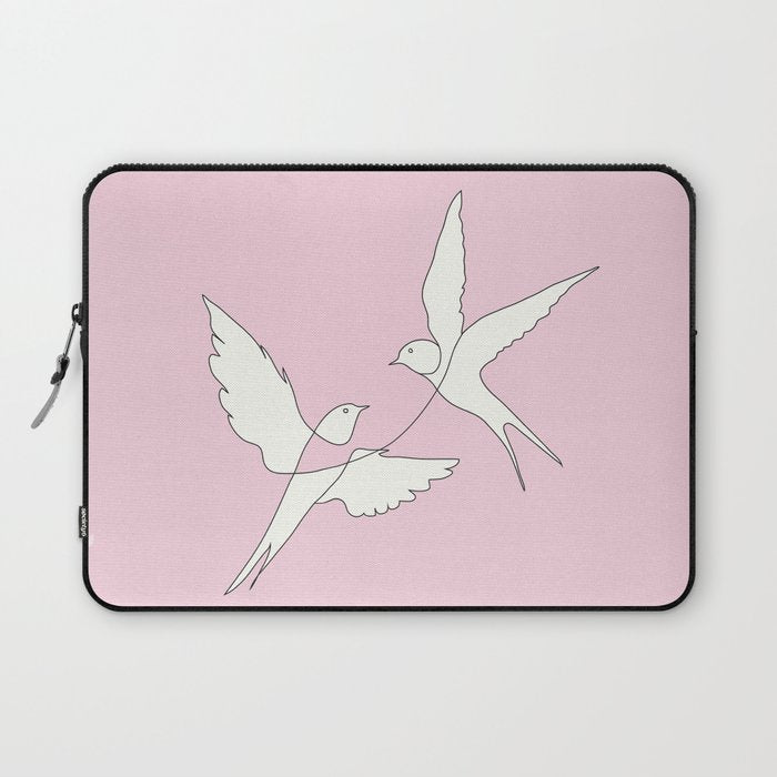 Two Swallows Line Art Laptop Sleeve Gallery Image 1