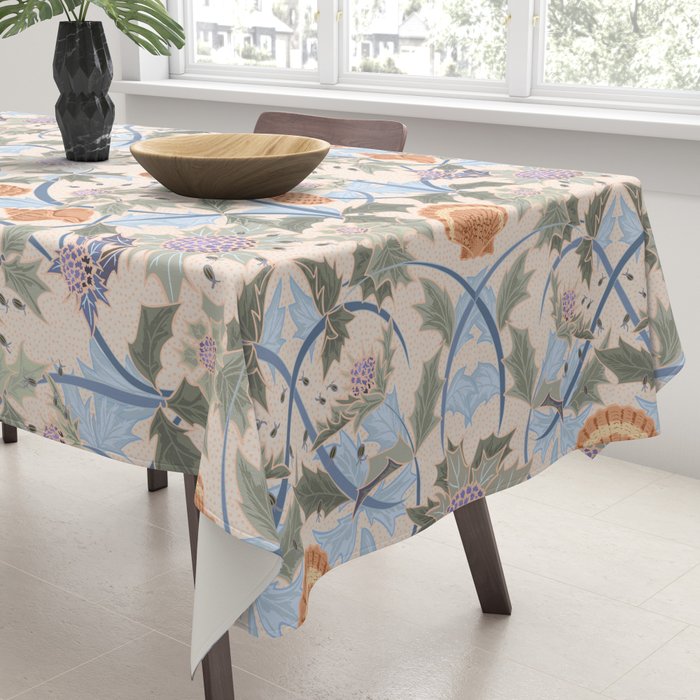 Beach thistle and shells soft peach Tablecloth Gallery Image 3