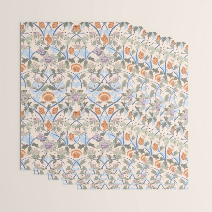 Beach thistle and shells soft peach Wrapping Paper Gallery Image 3