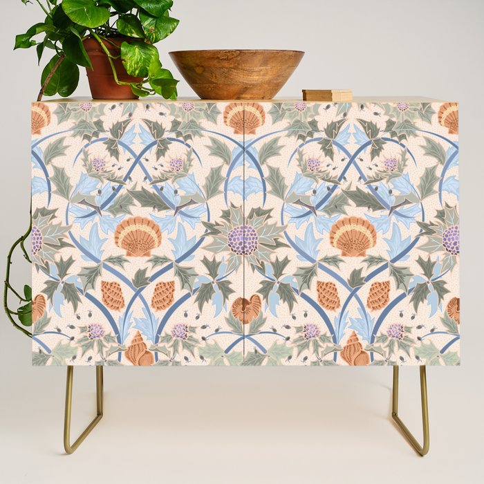 Beach thistle and shells soft peach Credenza Gallery Image 1