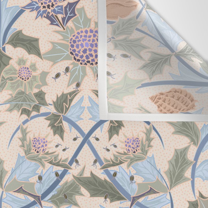 Beach thistle and shells soft peach Wall Tapestry Gallery Image 3