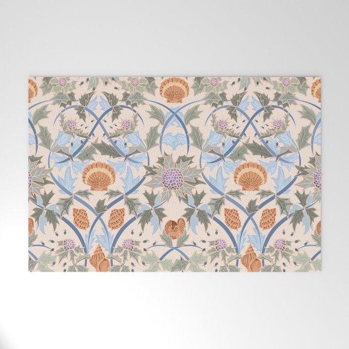 Beach thistle and shells soft peach Welcome Mat Gallery Image 1