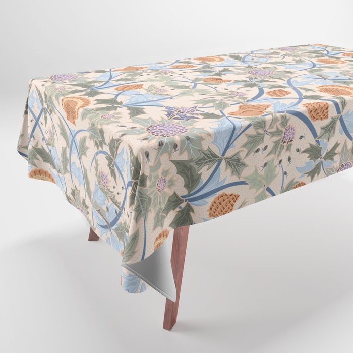 Beach thistle and shells soft peach Tablecloth Gallery Image 1
